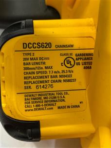 DEWALT DCCS620 20V MAX XR COMPACT 12